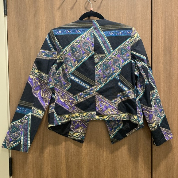 Chico’s Black Paisley Stripe Moto Jacket Size Small/4 Bikercore Versace Vibes - Picture 9 of 13